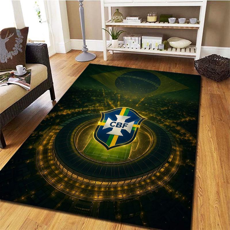 Brazil National Football Team Carpet Rug for Living Room Bedroom Home Sofa Decoration,Kids play Non-slip Floor Mat