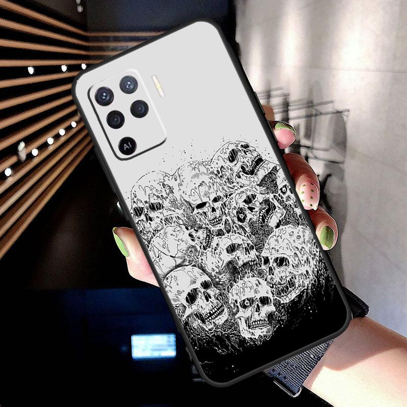 Gothic Fashion Skull Case For OPPO A96 A76 A16 A94 A74 A54 A53 A57 S A15 A52 A72 A93 A5 A9 A31 A17 A77 A78 Coque