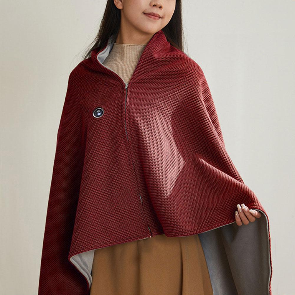 USB Electric Heated Blanket 3 Heating Levels Fleece Heated Blanket Portable Heated Blanket Cape for Household and Office