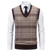 Men Thickened Fleece Plaid Loose Pullover Sleeveless Knit Sweater Vest