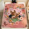 Yorkshire Terrier and Hearts pattern Flannel Blanket, High quality Comfortable for All Seasons, Home Decor, Warmth and Comfort, Perfect for Gifts.