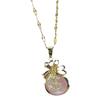 Internet Celebrity Pink Coin Pendant Necklace: Versatile Copper Clavicle Chain for Women