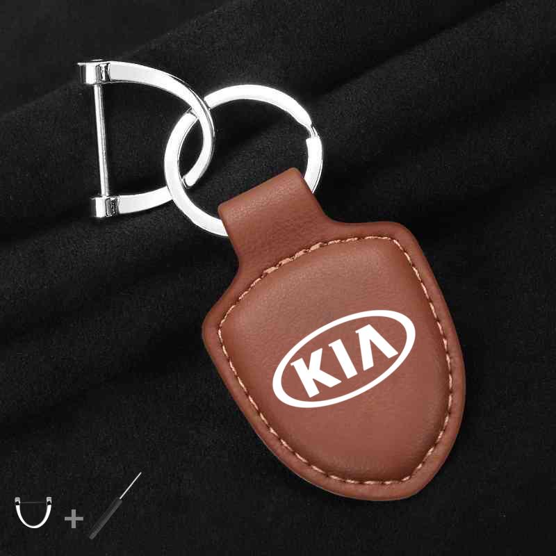 KWTU7 For Kia Rio Soul Cerato Soent Sportage Picanto K5 Forte Accessories Car Shield Leather Keychain Key Ring Pendant Holder Gift