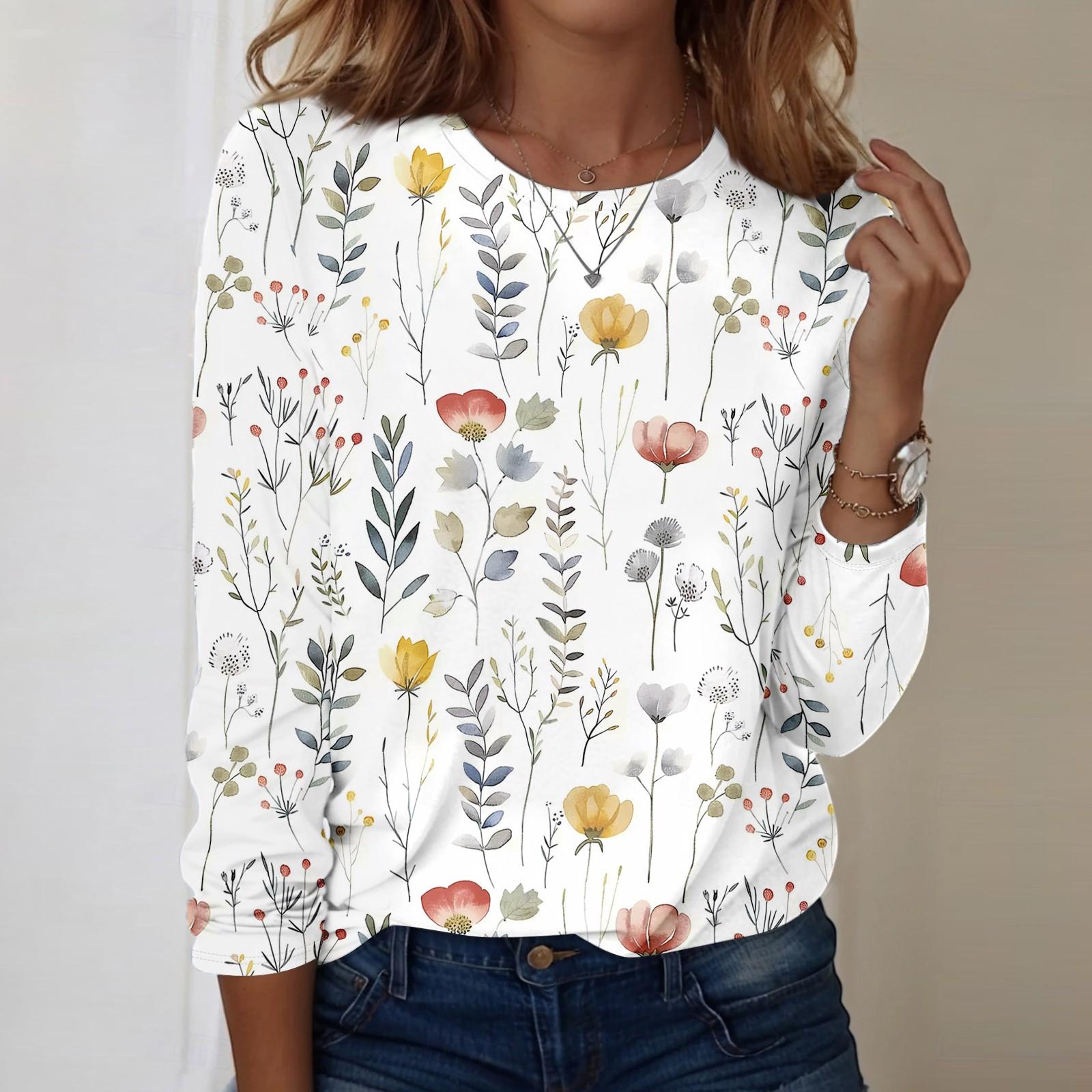 

Рубашки с длинным рукавом для женщин, милые футболки с графическим принтом, блузки, повседневные базовые топы больших размеров, пуловеры XL белый