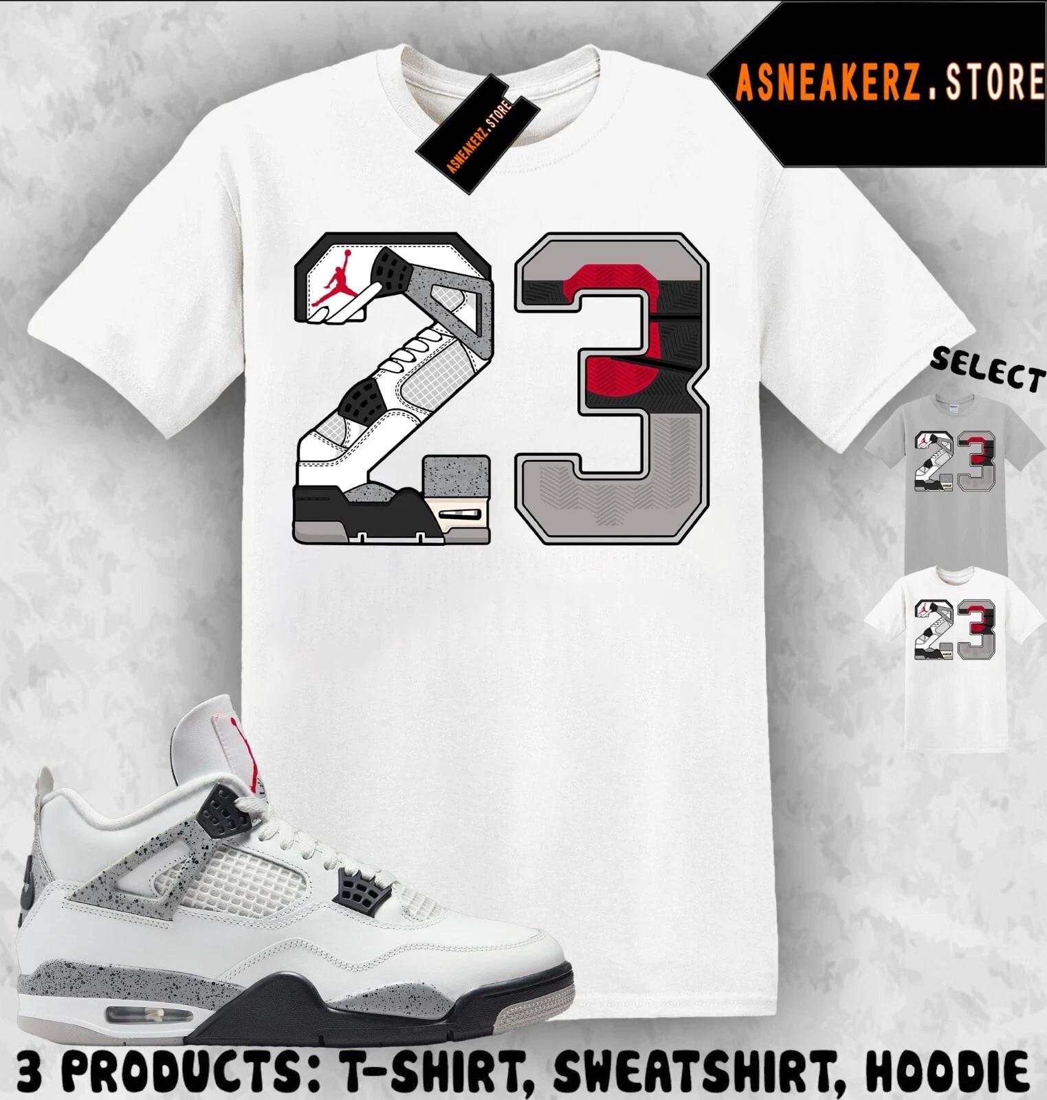 

Tee Shirt Matching AJ 4 White Cement 2025 Match Sneaker Retro Number 23 T shirt XL