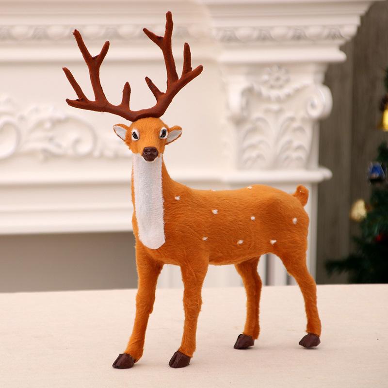 1/2/3pcs Simulation Sika Deer Ornaments Plush Toys Christmas Reindeer Figurine Decor Dolls Animal Model Christmas Ornaments Gift