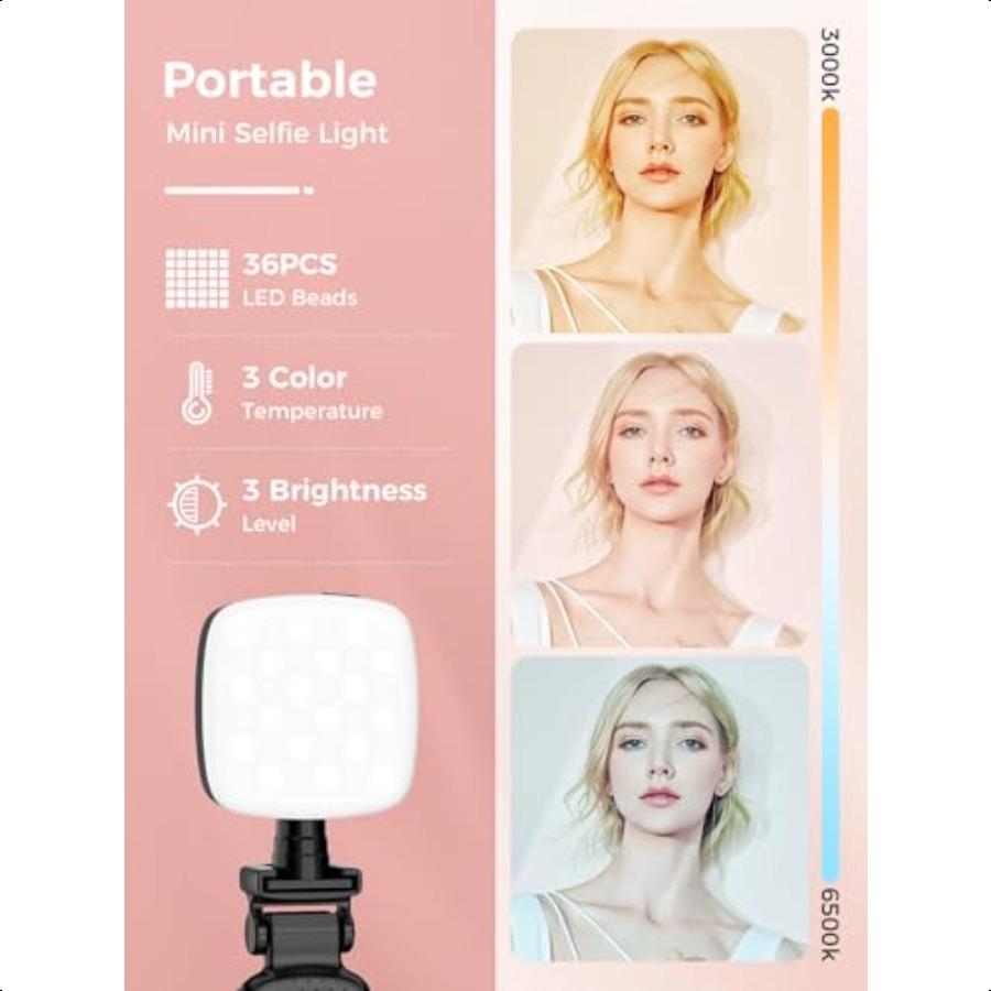 

Улыбающийся Мини-свет для мобильного телефона Портативный видеосвет с клипсой Перезаряжаемый CRI 90+ 9 режимов освещения Вращающееся на 360 градусов крепление «холодный башмак» United States