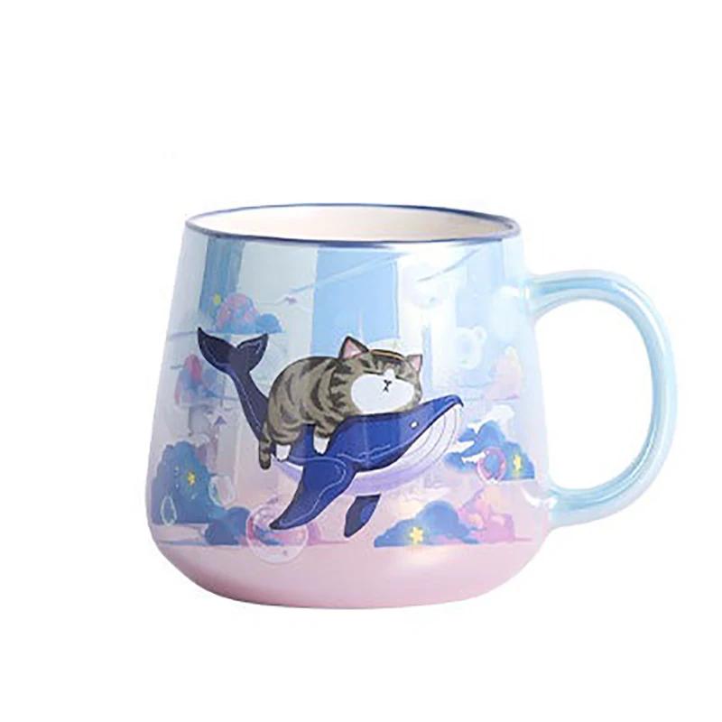

Керамическая кружка 400 мл Чашки для воды с ручкой Кружка Милый мультяшный узор Чашка для завтрака Овсяная чашка Молочная чашка Бытовая посуда для напитков Подарок для девочки 400ml