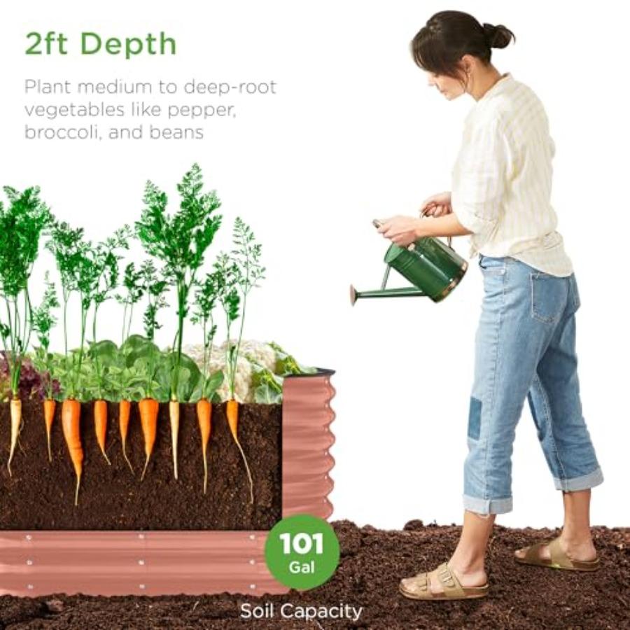4x2x2ft Outdoor Metal Raised Garden Bed Oval Deep Root Planter Box for Vegetables Flowers Herbs and Succulents W 101 Gallon Cci