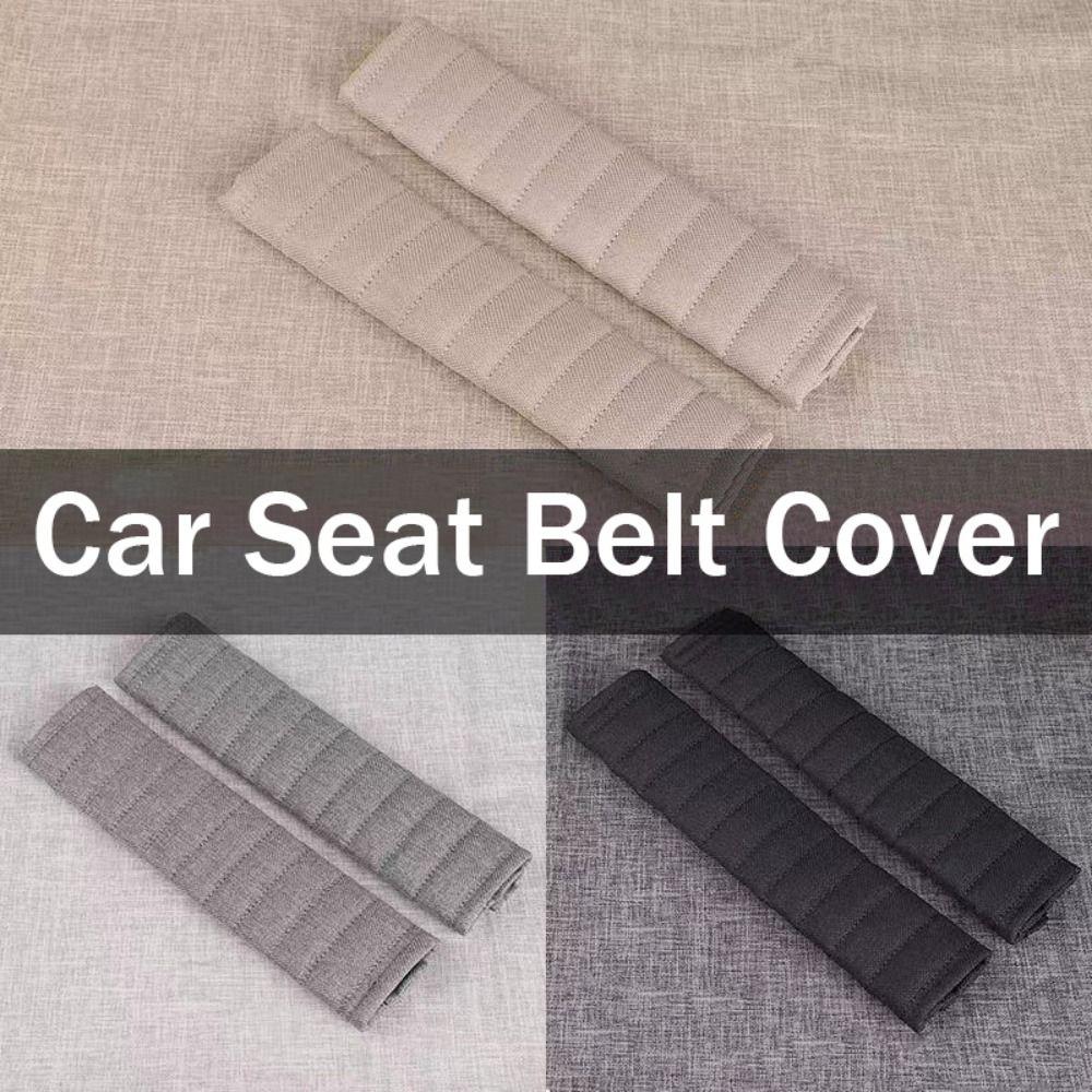 2Pcs Linen-cotton Car Seat Belt Cover Comfort Car Seat Belt Pad Car Accessories Car Use