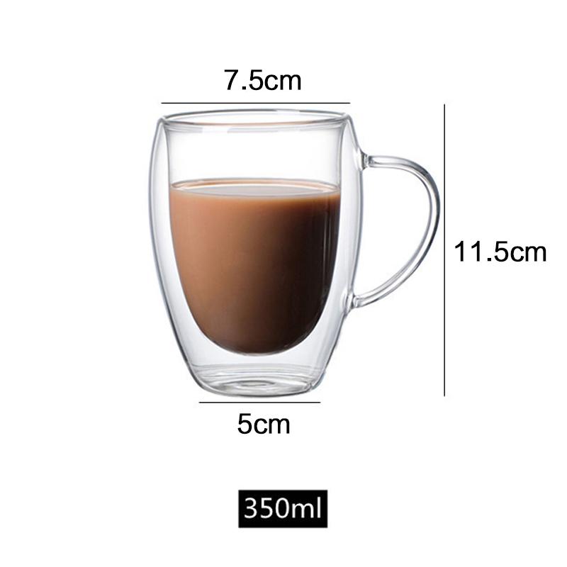 2/3/4Pcs Double Wall High Borosilicate Glass Mug Heat Resistant Tea Milk Lemon Juice Coffee Water Cup Bar Drinkware Lover Gift
