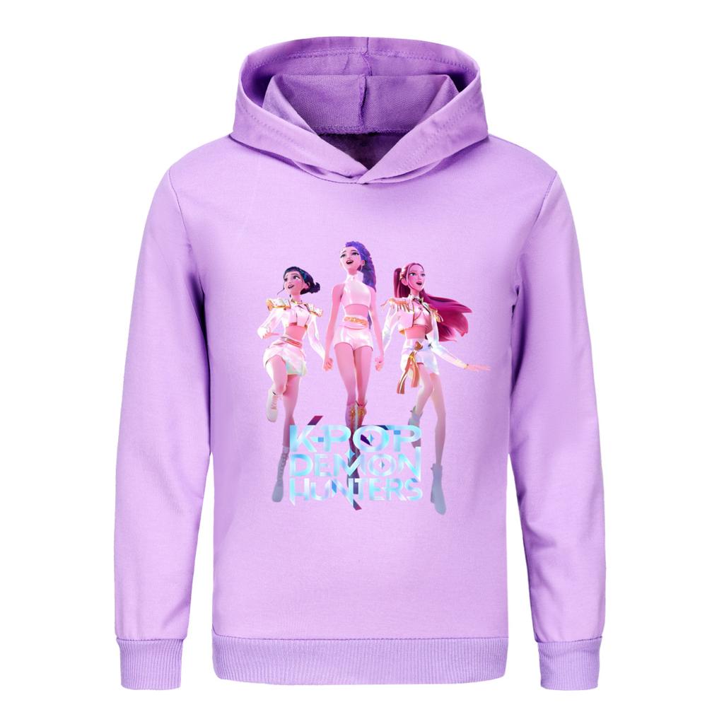 KPop Demon Hunters Huntrix Hoodie Kids Graphic Hooded Sweatshirt Baby Girls Pullovers Hoodies Boys Outerwear Children's Clothing
