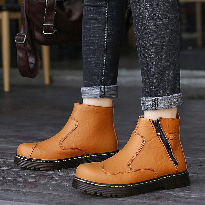 Podzimní pánské pracovní boty nadměrných velikostí Chelsea Boots Retro britský styl vysoké boty z pravé kůže