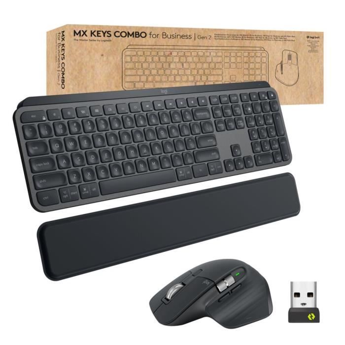 Clavier Et Souris - Logitech - MX Keys Combo Gen 2 - Graphite - QWERTY - Sans Fil Bluetooth