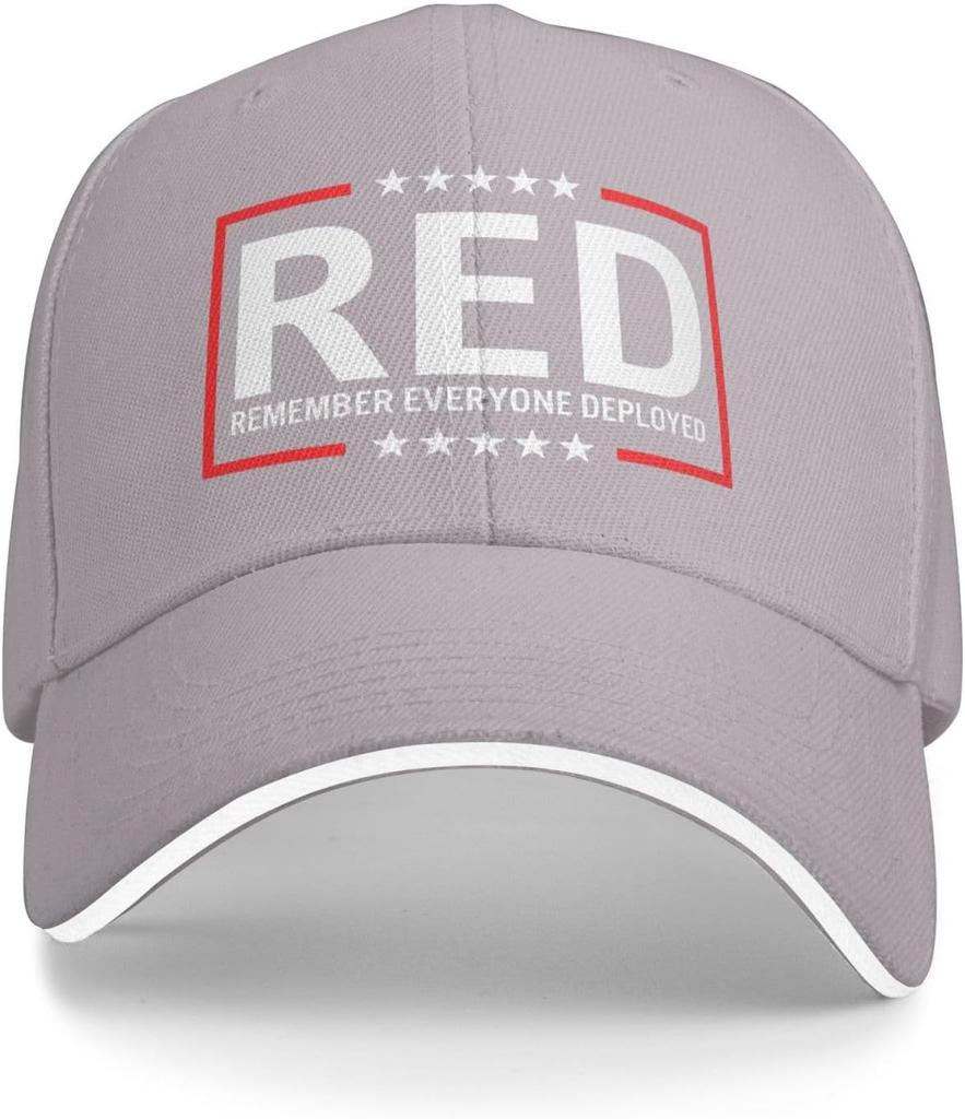 Remember Everyone Deployed RED Awareness Baseball Cap Polyester Adjustable Unisex Outdoor Hat