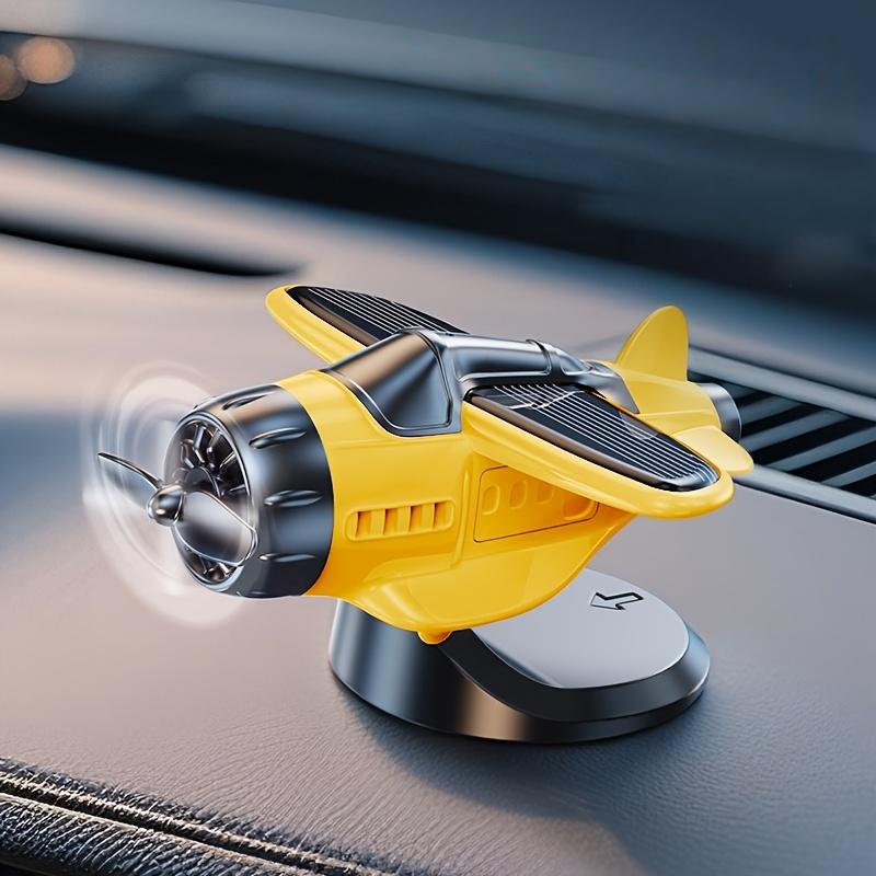 Solar-Powered Car Airplane Ornament, Creative 360-Degree Rotating Car Decoration, Dashboard Light-Sensing Fan Accessory