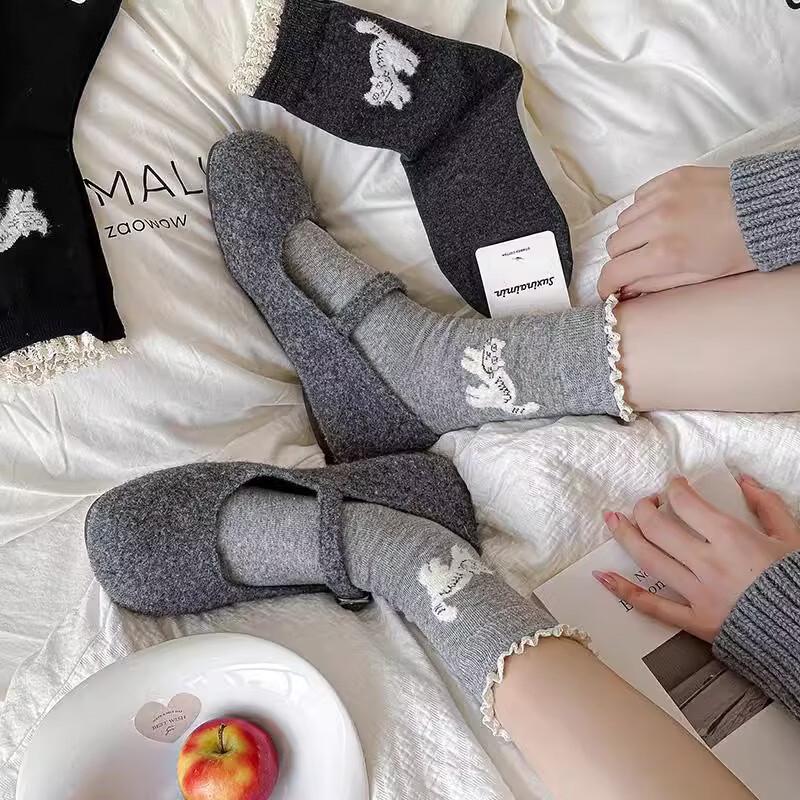 Cute Plush Cat Pile Mid-Calf Socks