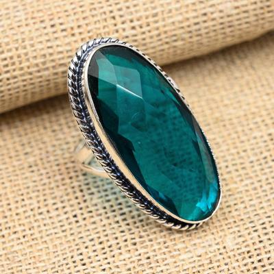 Indicolite Tourmaline Gemstone Handmade Solid 925 Sterling Silver Ring Jewelry