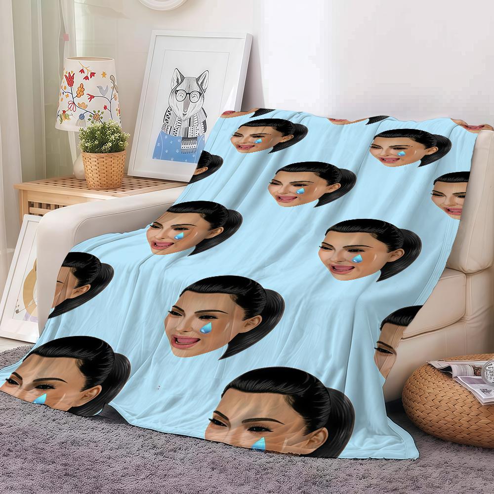 American actor K-Kim K-Kardashia Blanket For Sofa Office Bed Plane Travel Sleep Read Relax Camping Soft And Warm
