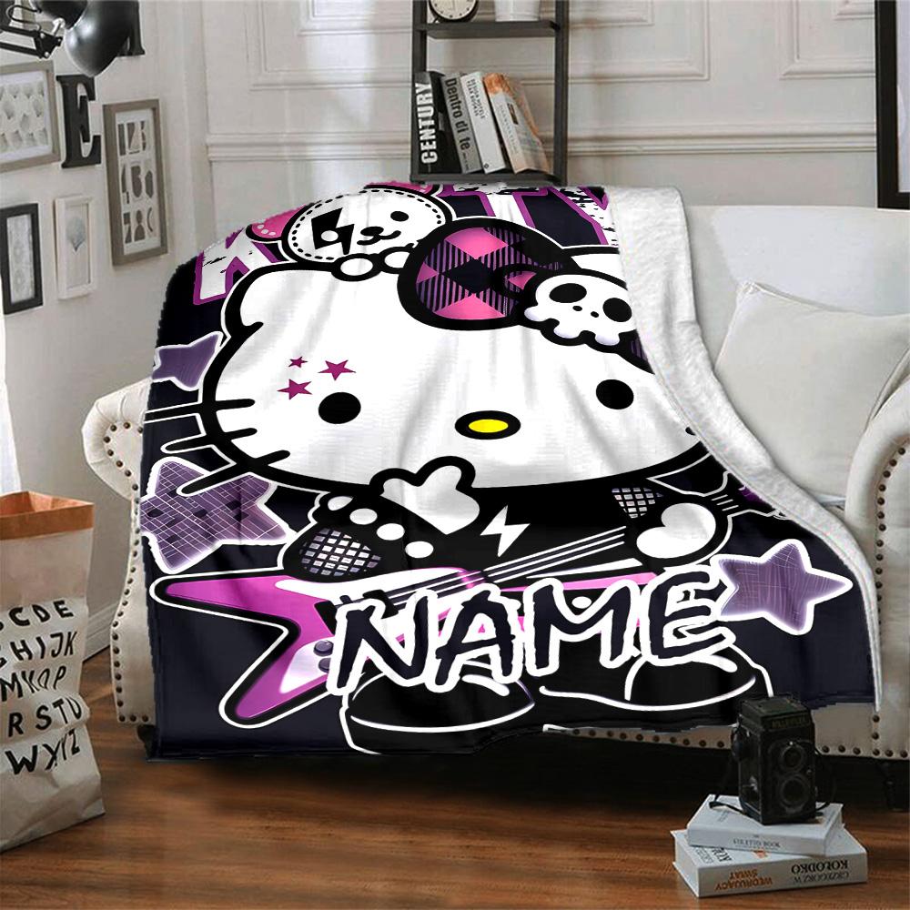 Customizable HelloKitty13 Throw Blanket – Personalized Name, All-Season Cozy Snug Blanket, Machine Washable, Personalized Blanket