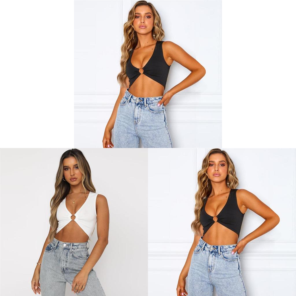Summer Womens Sleeveless Crop Top With Hollow Out Design For Streetwear Fashion