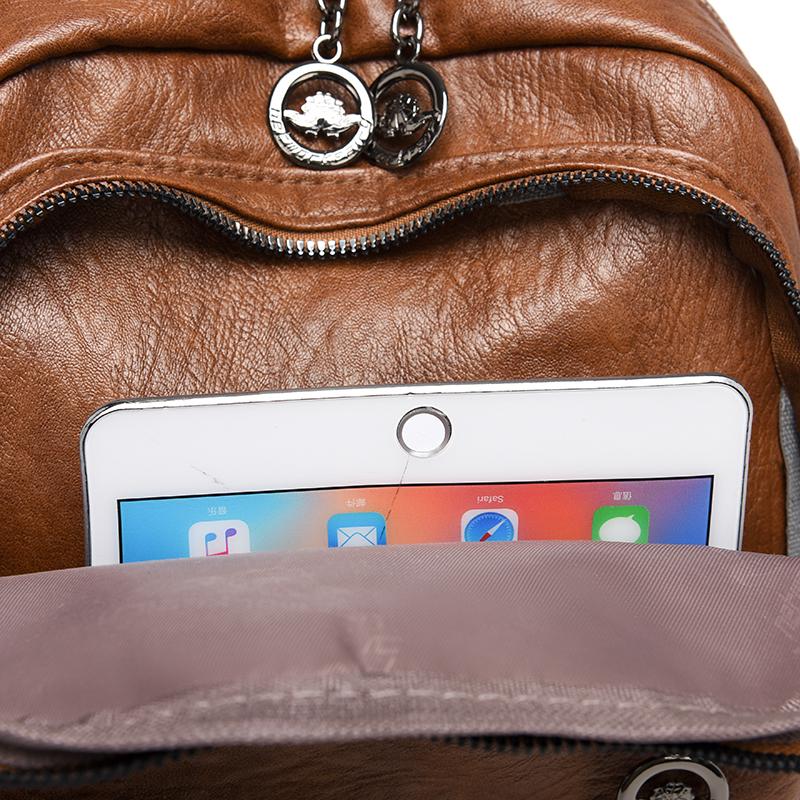 Soft Leather Backpack Women's Large Capacity Backpack Travel Bag