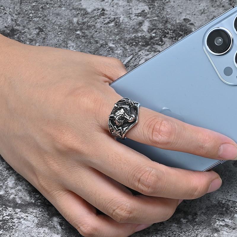 Vintage Viking Celtic Wolf Ring for Men Women Size 7-12