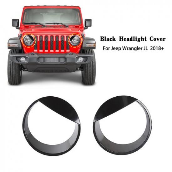 Front Headlight Bezels Decor Cover Accessories for Jeep Wrangler JL Rubicon 18+