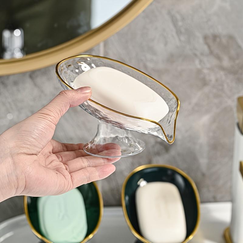 Oval Soap Dish with Drainage Holes Durable Plastic Bathroom Organizer Toothbrushes & Toiletries Storage, Countertop or Sink Accessories