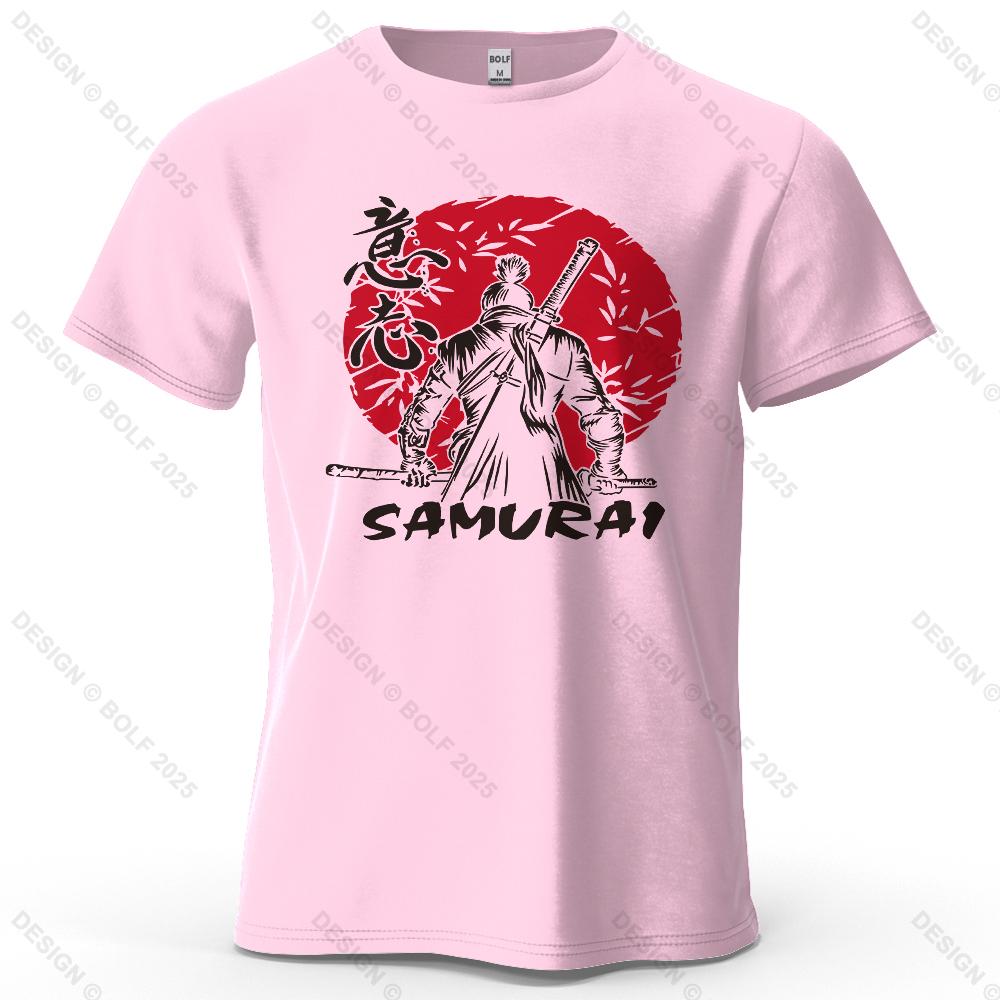 Samurai Will Vintage Printed Men's T-Shirt 100% Cotton Oversized Determined Graphic Tees for Women Tops Tees Casual Streetwear