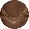 Gold Layered Necklace for Women Cuban Link Paperclip Chain Toggle Clasp Necklace Jewelry