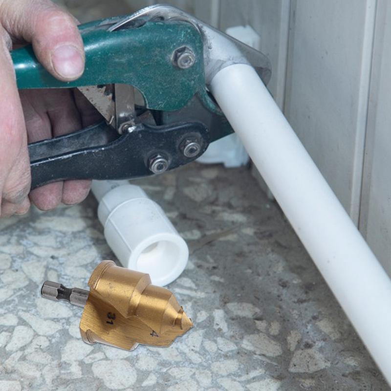 PVC Pipe Reamer Hexagon Shank Drill Bits Pipe Reamer Tool, Water Pipe Drill Tools for Metal, Copper, Aluminum, Iron