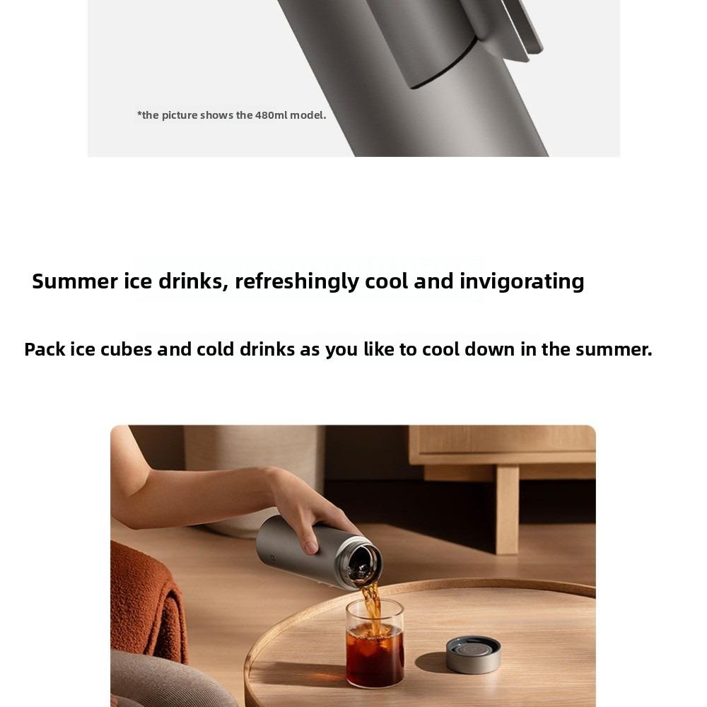 Xiaomi Taza Termo Mijia de Titanio TI2, 350ml/480ml Botella de Agua Aislada de Titanio Puro, Termo de Doble Pared para Café Té Viajes