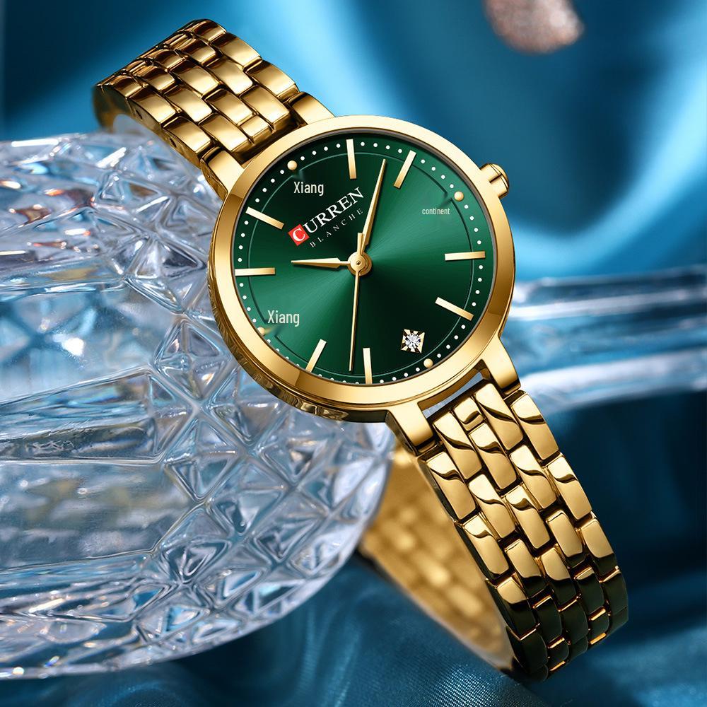 CURREN 9106 Women's Waterproof Quartz Watch with Steel Band