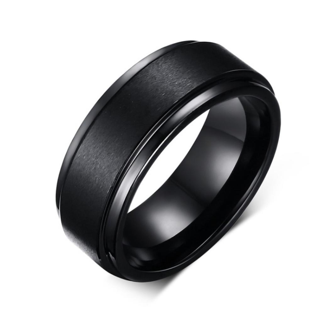 Fashion Men Ring 8mm Marriage Engagement Ring Black Tungsten Carbide Men Dumb Wire Drawing Men's Biker Jewelry