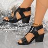Fashion Comemore Summer New High-heeled Black Peep Toe Sandals for Women Soft Leather Gladiator Sandalias Large Size Dress Women's Shoe