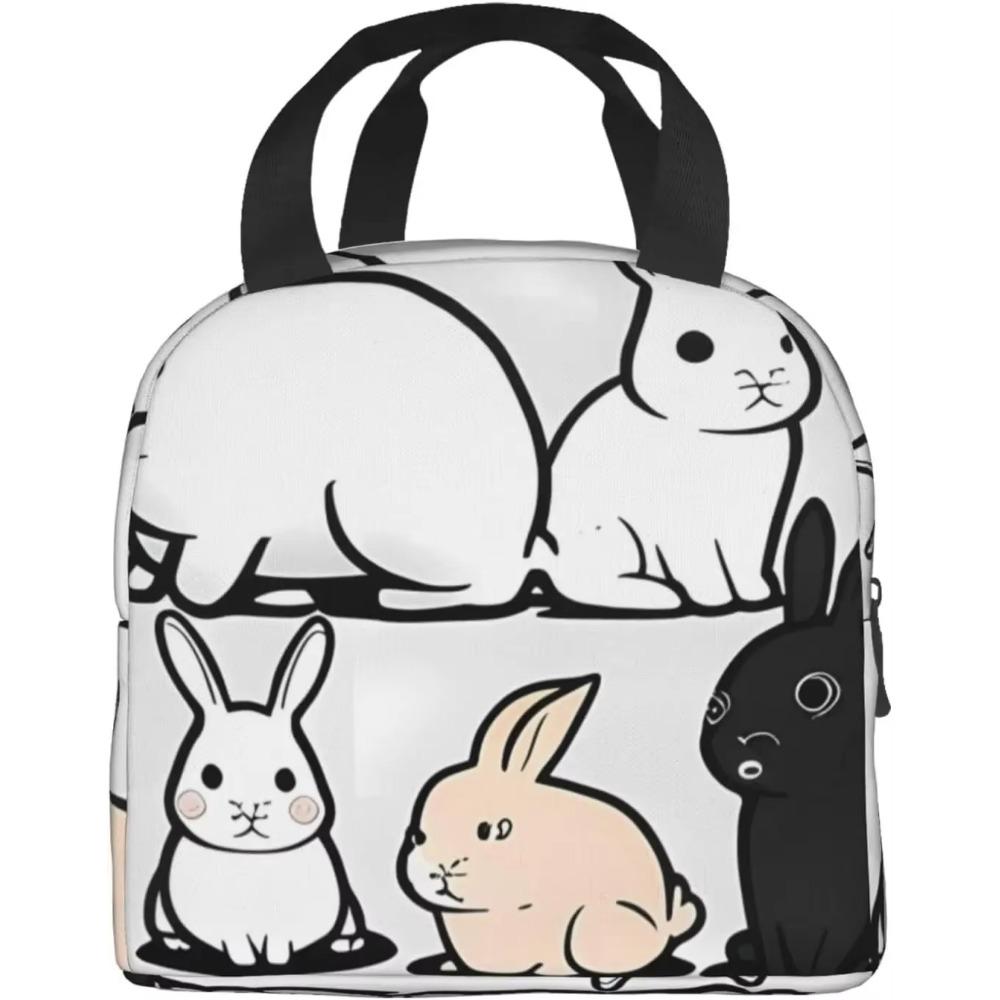 Desene animate la modă Chronst Un grup de iepuri Genți de prânz, Cutie de prânz reutilizabilă cu animale pentru femei bărbați Geantă de prânz pentru facultate muncă