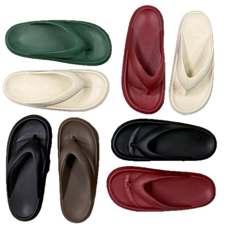 Flip-flops women's summer clip beach couple's new foot thick-soled outer wear sandals men's bathroom bath non-slip slippers