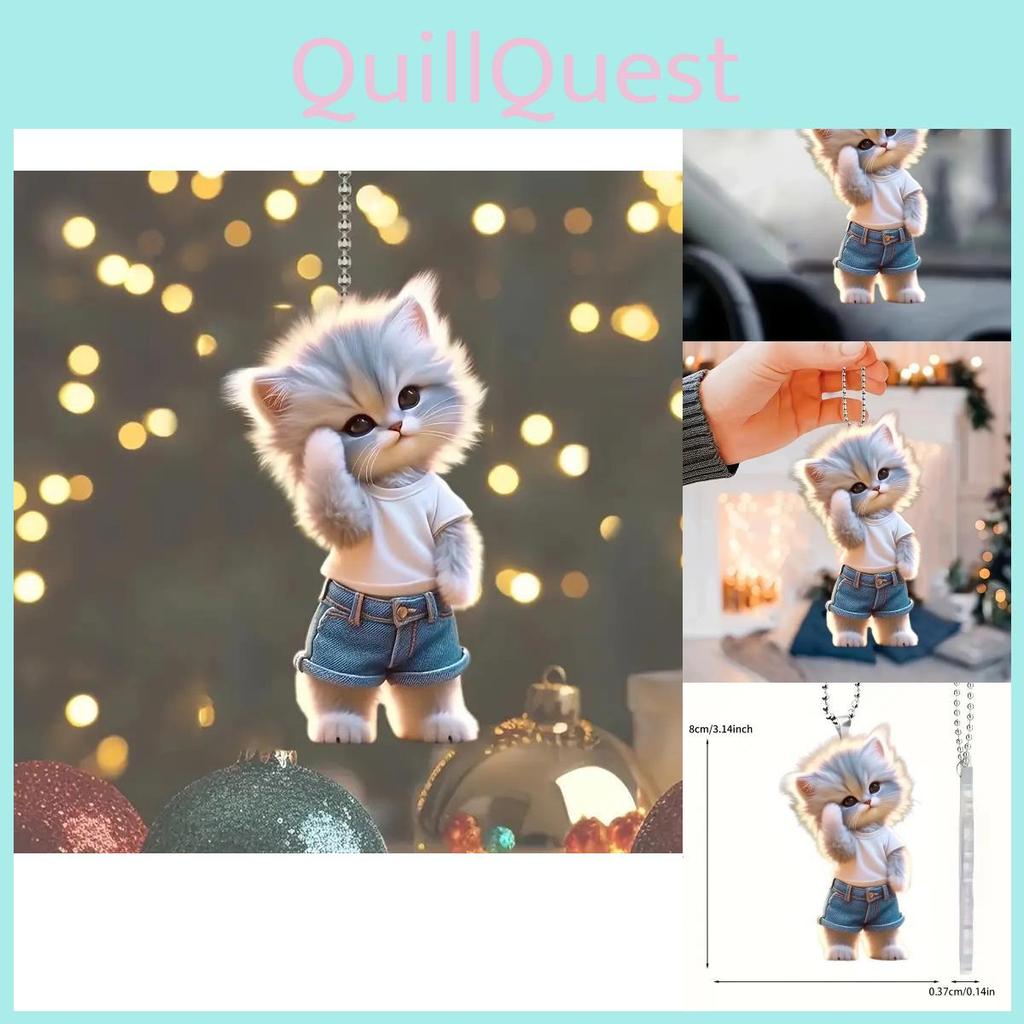 Adorable Acrylic Cat Car Hanging Decoration For Home And Backpack Accessories