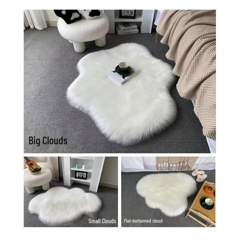 Plush Faux Wool Cloud Carpet Mat for Bedroom, Living Room, or Bay Window - Machine Washable 60x90 белый