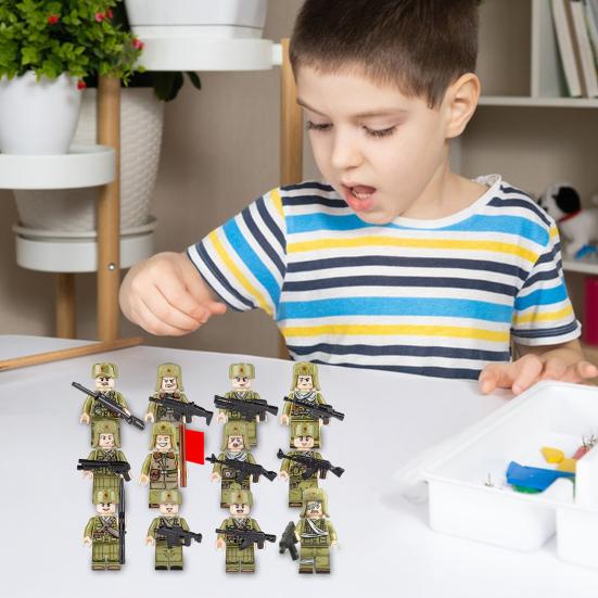 Yousheng Military Building Block Kit 12 Pcs Soldiers Mini Figures Toys Set with Weapons Gifts for Boys Children