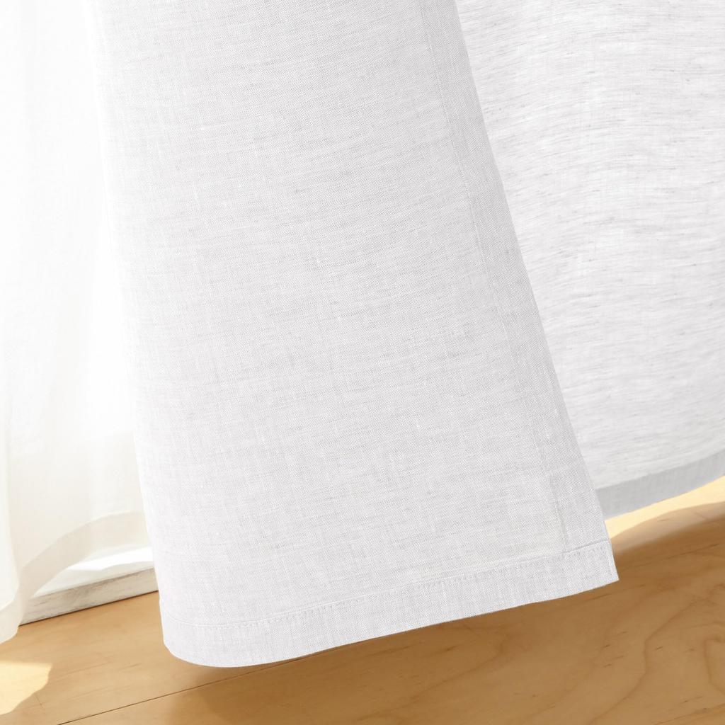 MUJI Linen Plain Weave Non-Pleated Curtains, 100cm Wide x 200cm Long, Off-White, 84759307