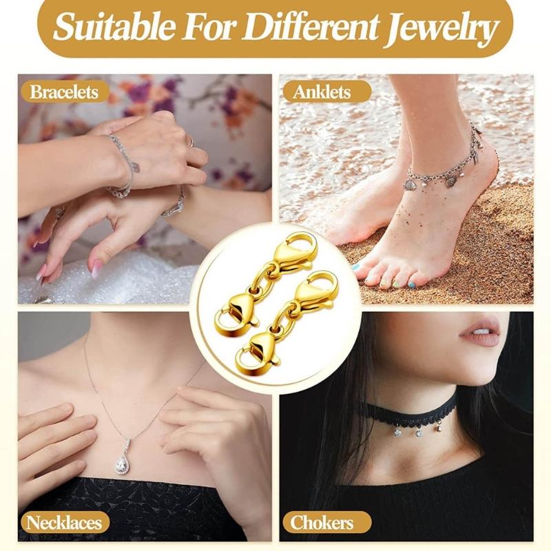8 Pcs Double Lobster Clasps Small Necklace Bracelet Extenders Double Claw Connector Jewelry Extension Clasp Easy To Use