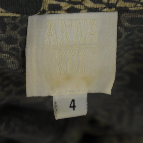 ANNA SUI Made in USA Long sleeve Shirt dress 4 Beige x gray Women Used