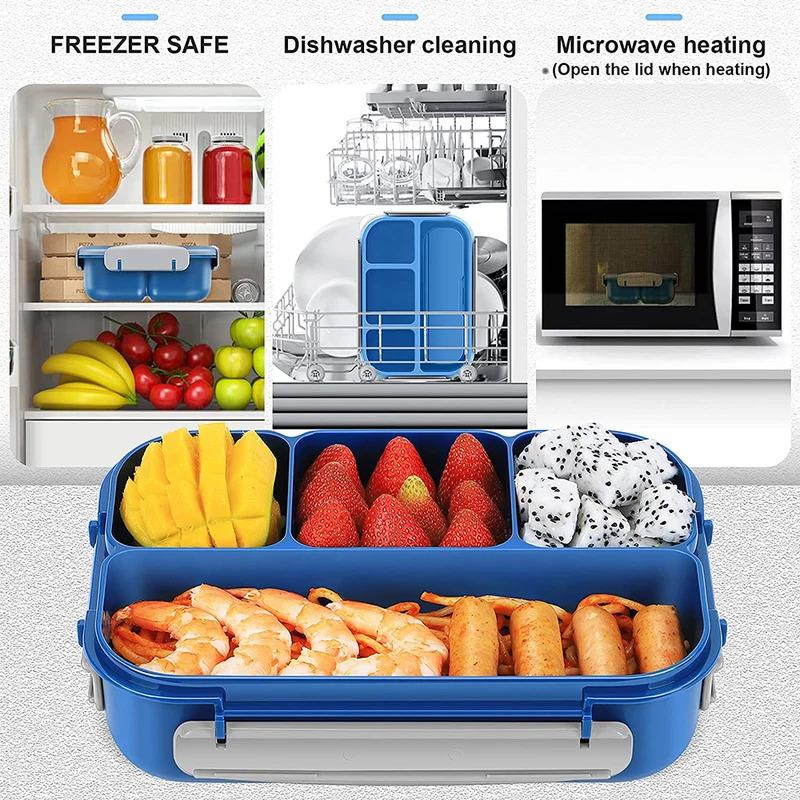 A Large Capacity Bento Box of 81 Ounces, Suitable for Adults, Children, and Toddlers, with 4 Compartments