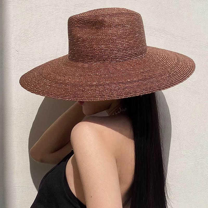 My Extreme Outdoor Activities Women's Coffee Large Brim Panama Straw Hat For High-End Straw Beach Hats Black Summer Uv Hats Travel Sunscreen Outdoor Hat