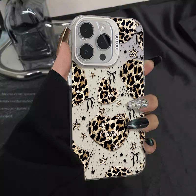 European American Leopard Print IMD Silver iPhone 14 Pro Max Drop-proof Case