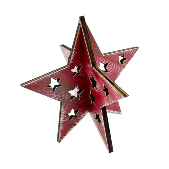 Wooden Independence Day Ornament, 3D Spliced Stars Red White Blue Patriotic Decoration, Fourth of July Decoration