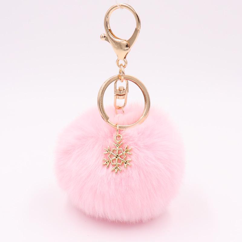 Christmas Snowflake Pom Pom Plush Keychain Charm