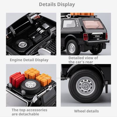 1:24 Maßstab LADA NIVA 2106 Automodell Spielzeug Sound Licht Lenkrad Retro Autos Hochsimulationsmodelle Metall Diecast Ornamente